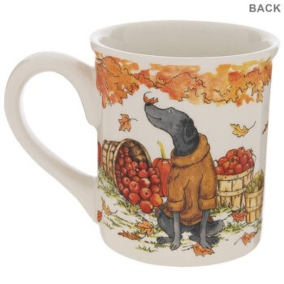 NWT Dog in Sweater Black Lab Labrador Mug Fall Harvest Certified International - Picture 4 of 6